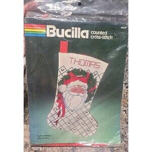 Bucilla Counted Cross Stitch Kit Santa Portrait Christmas Stocking 18 inch 82258